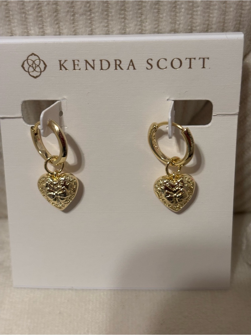 Kendra Scott Textured Gold Heart Huggie Earrings